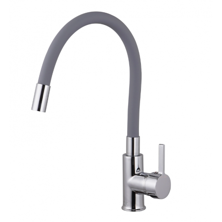 Single Lever Kitchen Sink Mixer with Flexible Grey Tube