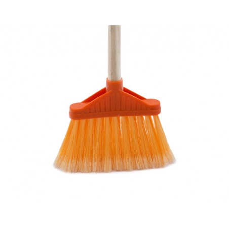 Broom w / handle by soft wooden handle