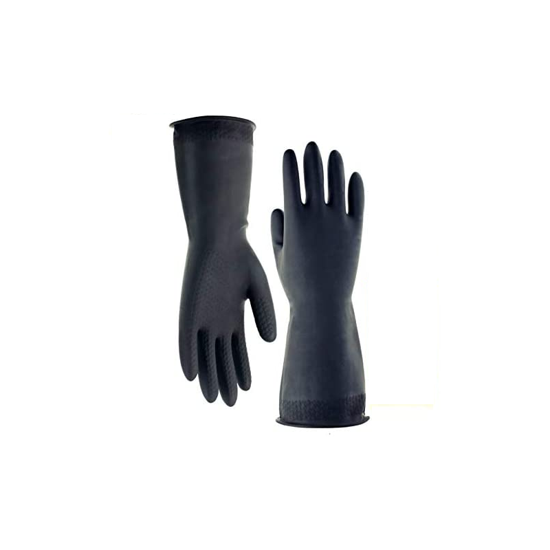 Trabajo guantes 1 pares de látex acrílico negro y amarillo guantes talla 8-10 nuevo 
