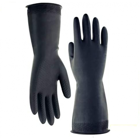 par de guantes negros antideslizantes de goma de poliéster flexible