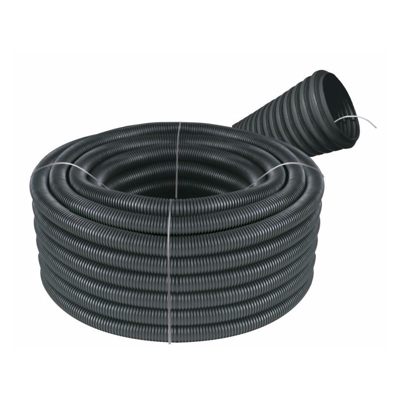 Tubo corrugado negro con extractor de hilo de 25 mm de diámetro